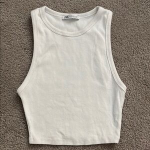 NWOT Zara White Fitted Crop Muscle Tank Top